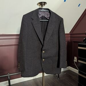 HICKEY FREEMAN Customized Vintage Travlwear Gold Button Tweed Speckled Blazer